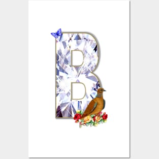 Name Initial Letter B and Spotted Neck Dove Posters and Art